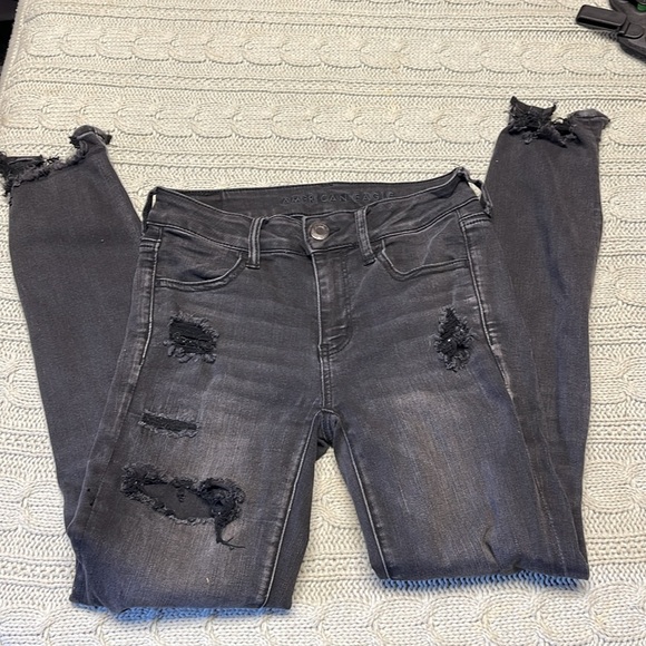 American Eagle denim black jegging next level stretch skinny jeans size 4 - Picture 3 of 8